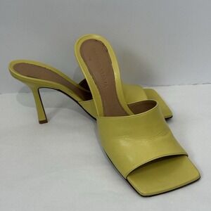 Bottega Veneta Stretch Square Toe‎ Pear Yellow Backless Sandal Heel Pump 36.5